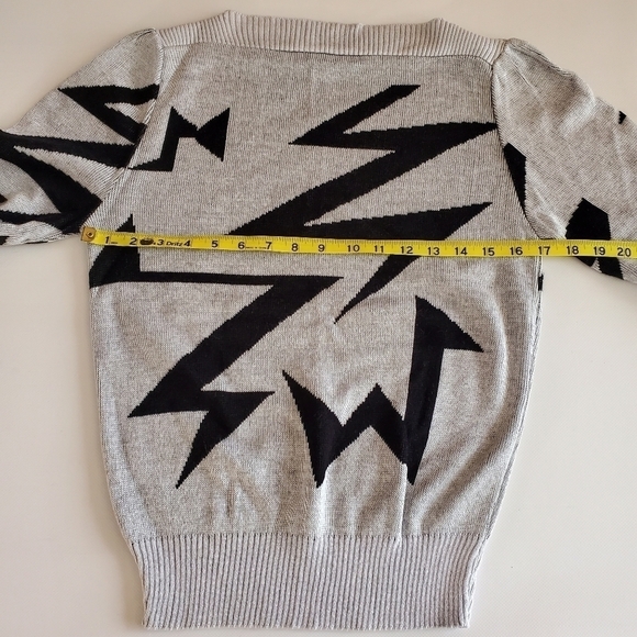 7106 * Unbranded Abstract Sweater Black Gray Size Unknown Vintage 80s - Picture 3 of 5